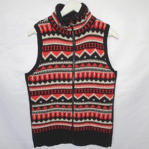 Lauren Ralph Lauren Red Pattern Wool Zip Vest